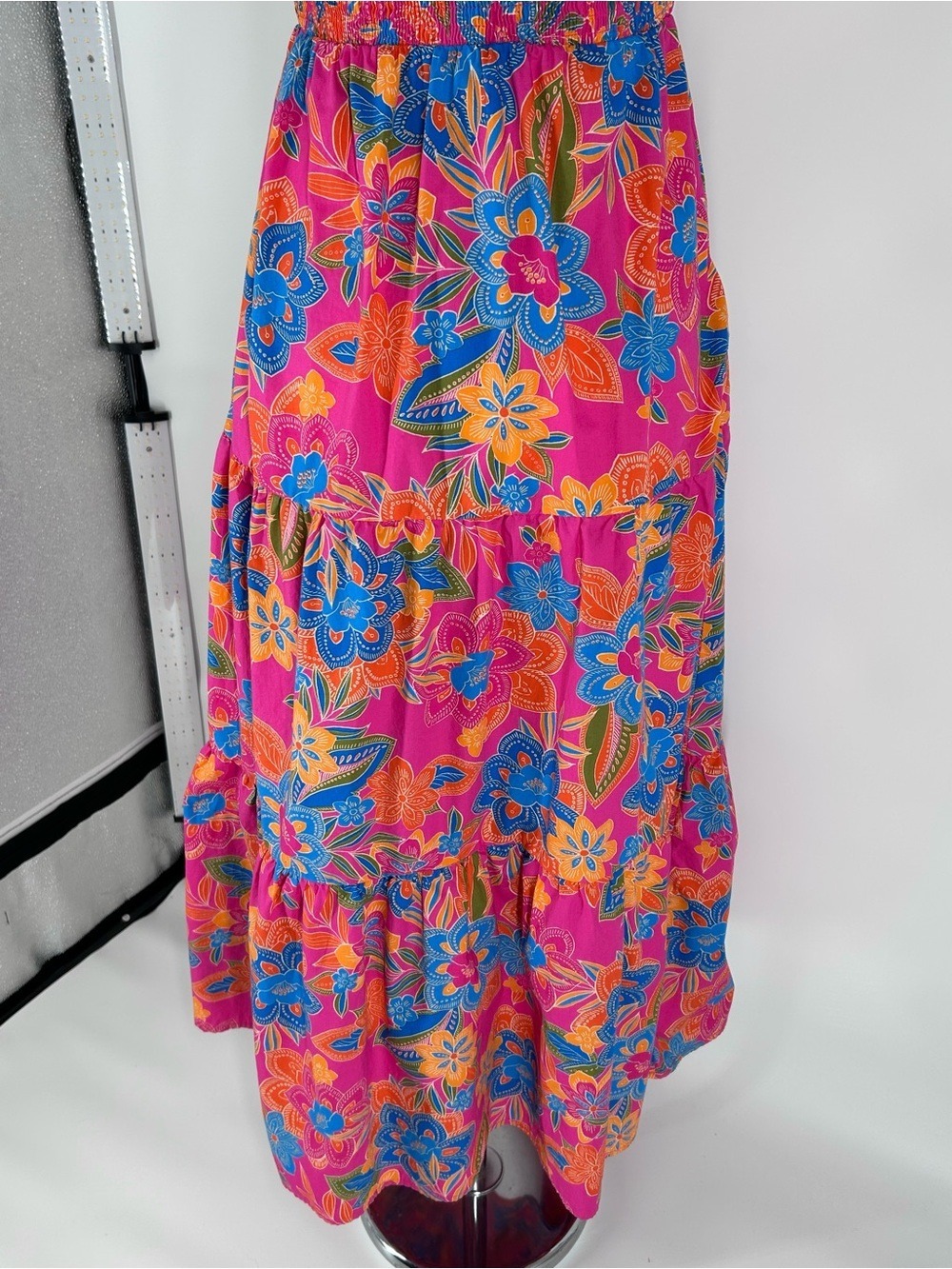 Sugarlips Floral Smocked Bodice Tiered Ruffle Midi Dress Medium - Picture 12 of 13